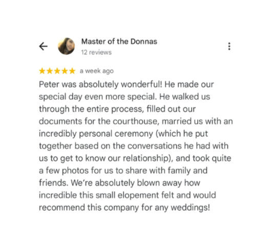 Peter's Civil Ceremony Review Marry Me In Indy Reviews