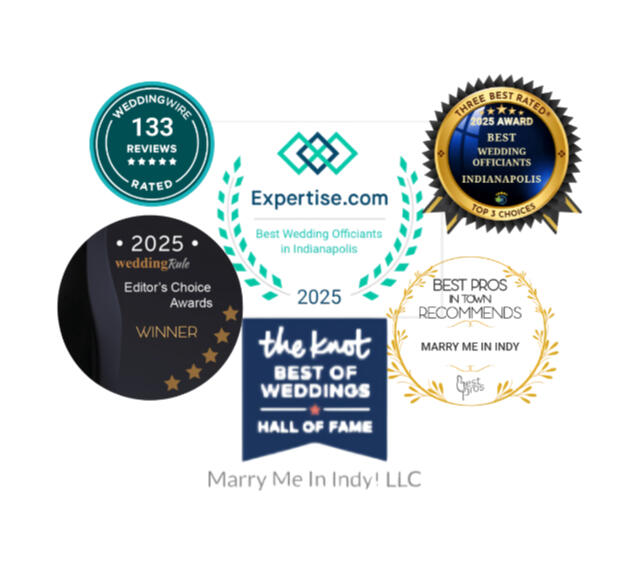 Award-winning Indy Officiants with reviews! Wedding officiant awards and reviews.